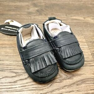Old Soles leather blue loafers moccasins sz 4 (9-12 months)